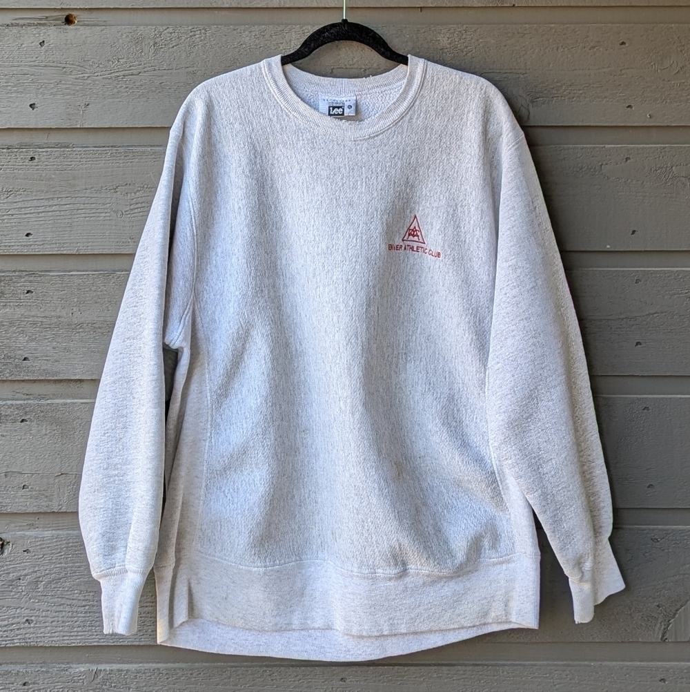 VTG 80s Lee Cross Grain Denver Athletic Club Heavyweight Sweatshirt Gray XL - Picture 9 of 9
